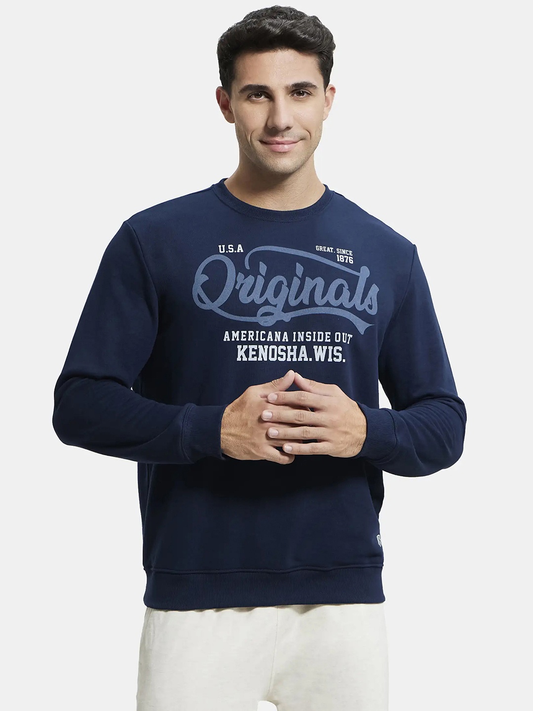 

Jockey Men Printed Long Sleeves Round Neck Sweatshirt, Blue