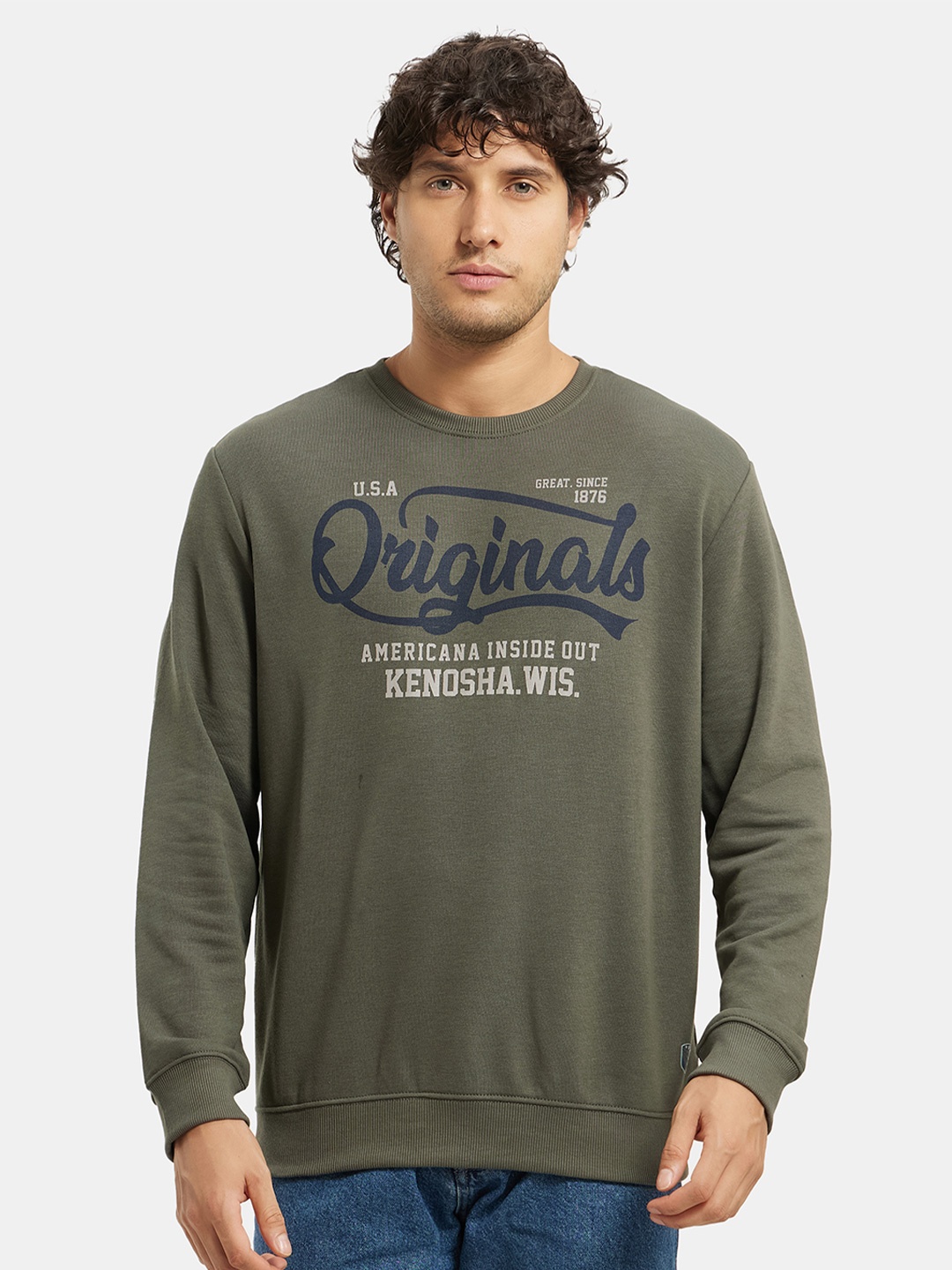 

Jockey Combed Cotton Rich French Terry Sweatshirt with Ribbed Cuffs-UM51, Green