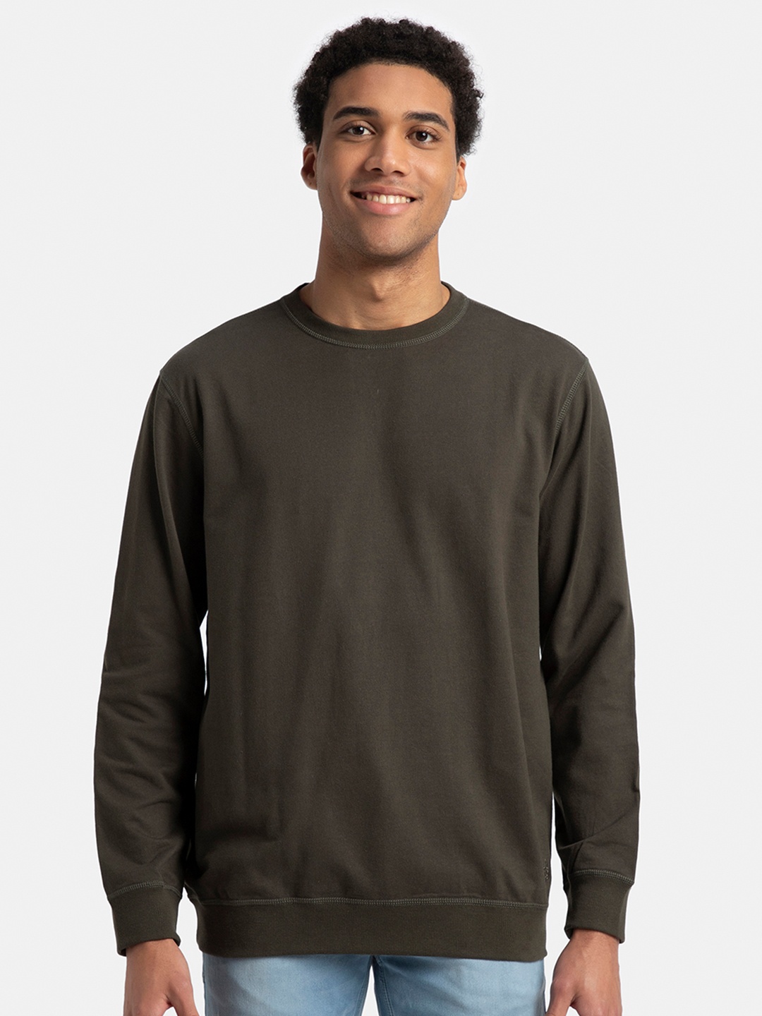 

Jockey Combed Cotton French Terry Sweatshirt with Ribbed Cuffs-2716, Olive