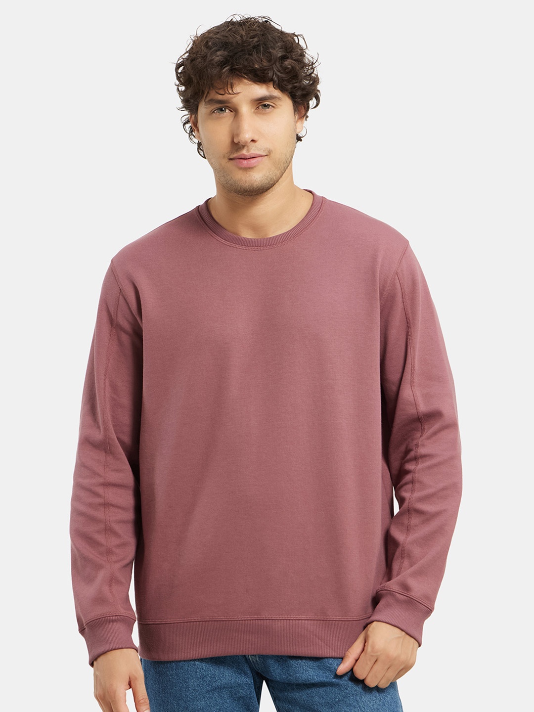 

Jockey Combed Cotton Rich Pique Sweatshirt with Ribbed Cuffs-AM48, Red