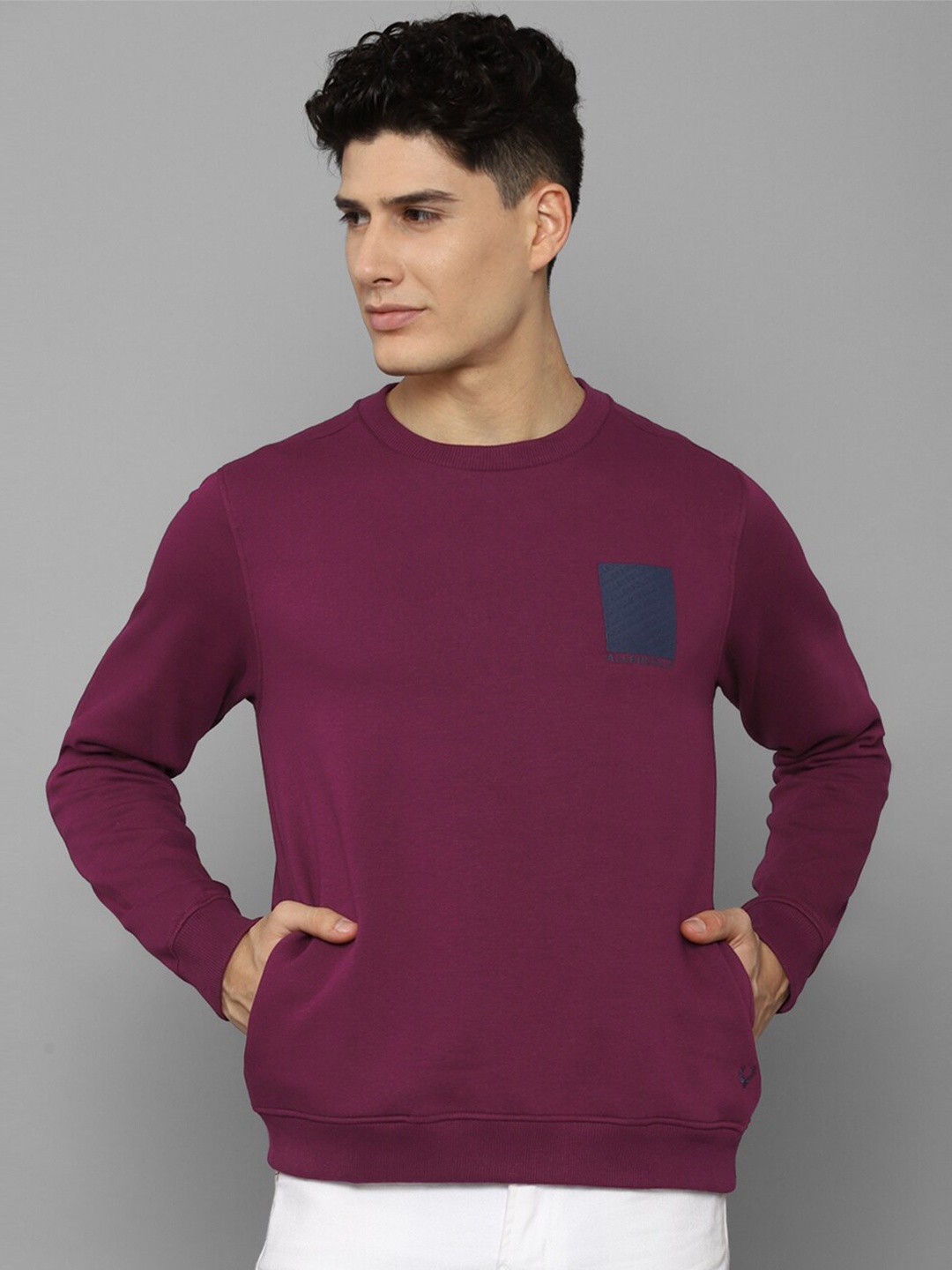 

Allen Solly Men Solid Pure Cotton Sweatshirt, Maroon