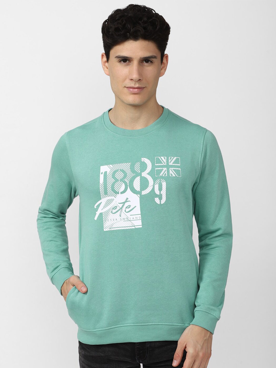 

Peter England Casuals Men Printed Sweatshirt, Green