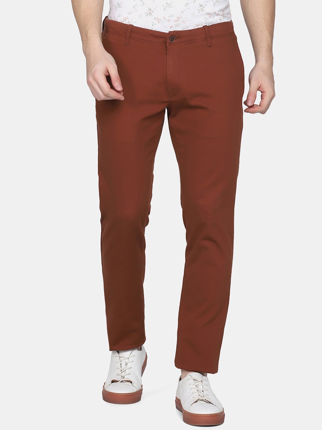 

Blackberrys Men Rust Red Slim Fit Chinos Trousers