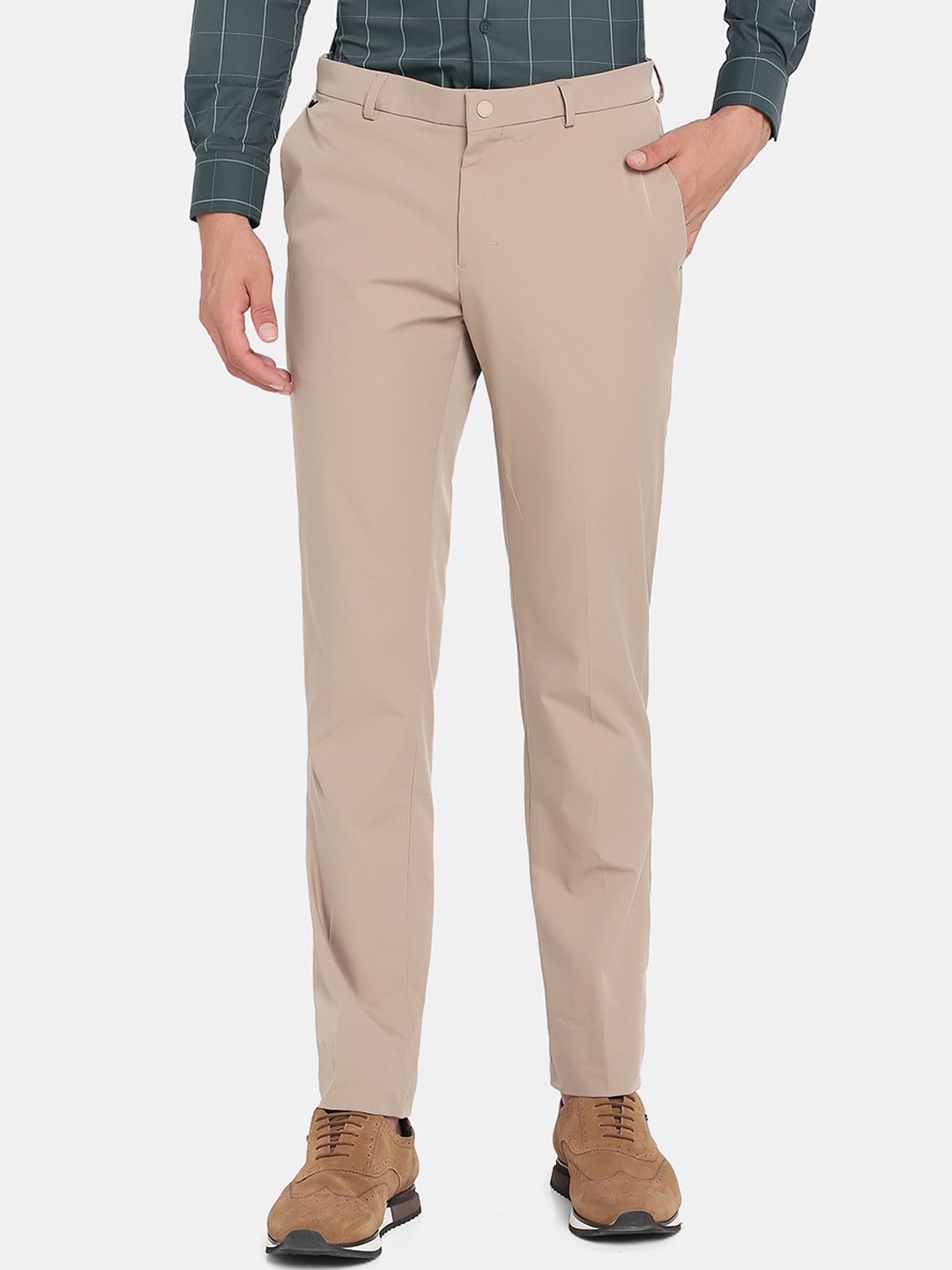 

Blackberrys TechPro Men Beige Solid Formal Trouser