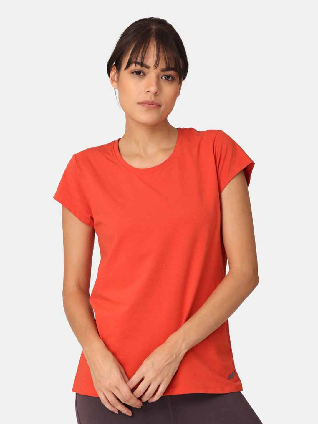 

Proyog Women Orange Bamboo Solid Yoga Top
