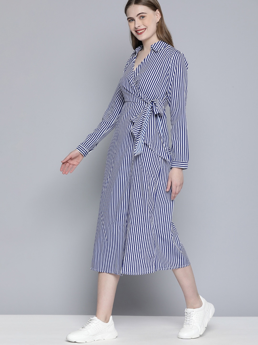 

Mast & Harbour Striped Midi Dress, Blue