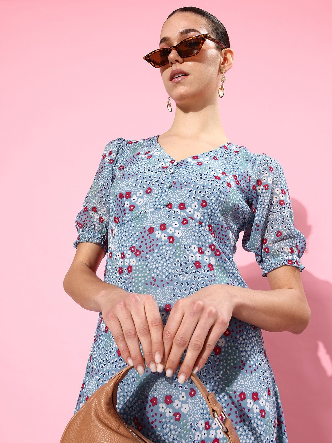 

Mast & Harbour Floral A-Line Midi Dress, Blue
