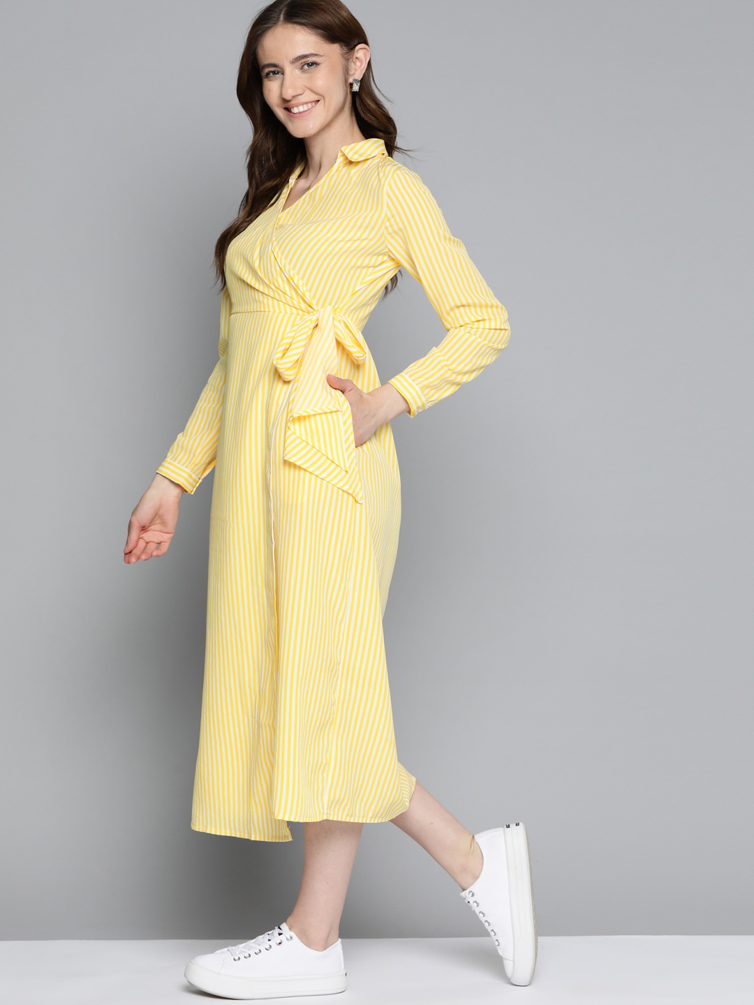

Mast & Harbour Striped Midi Dress, Yellow