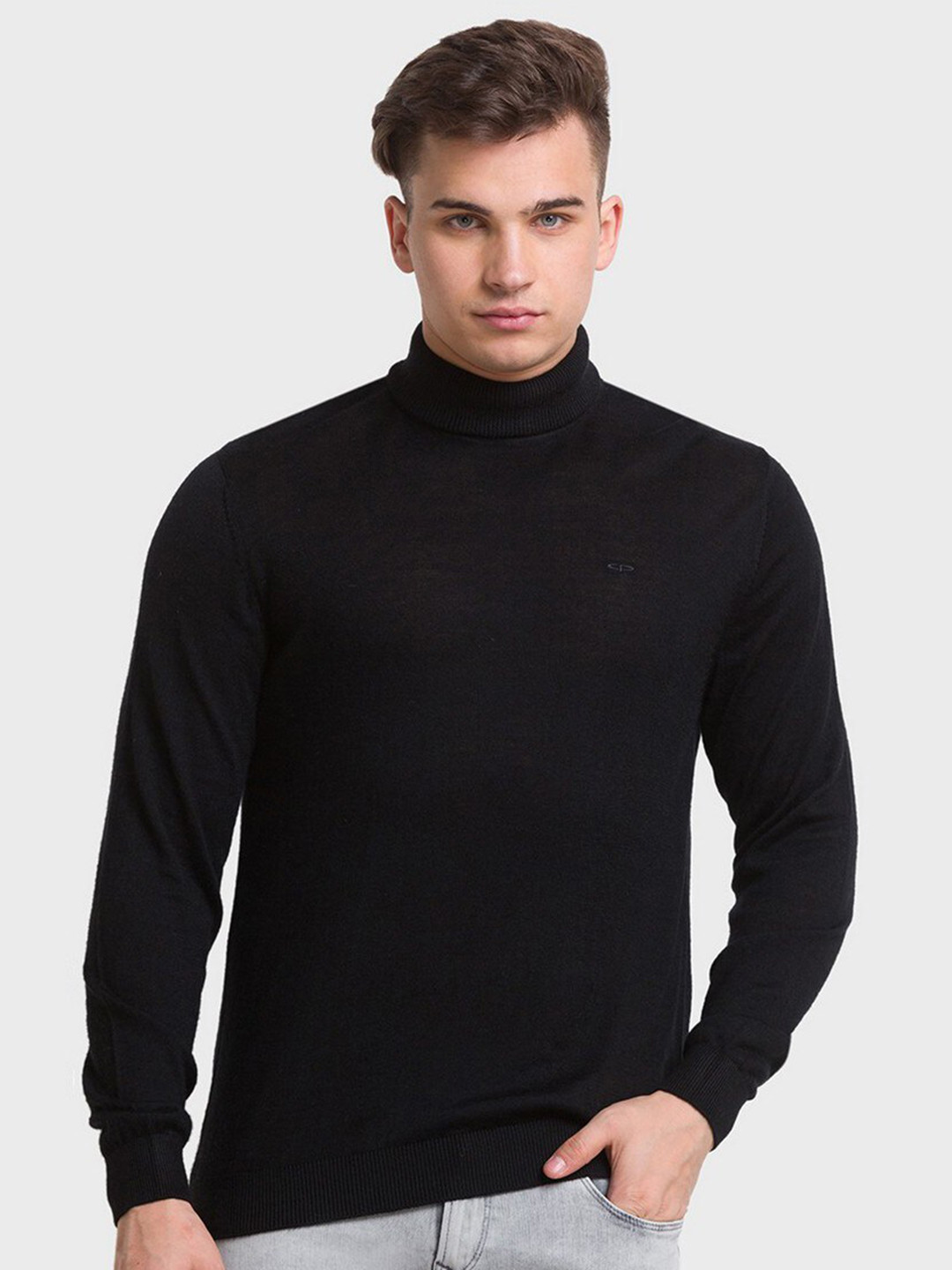 

ColorPlus Men Plus Size Black Solid Pullover