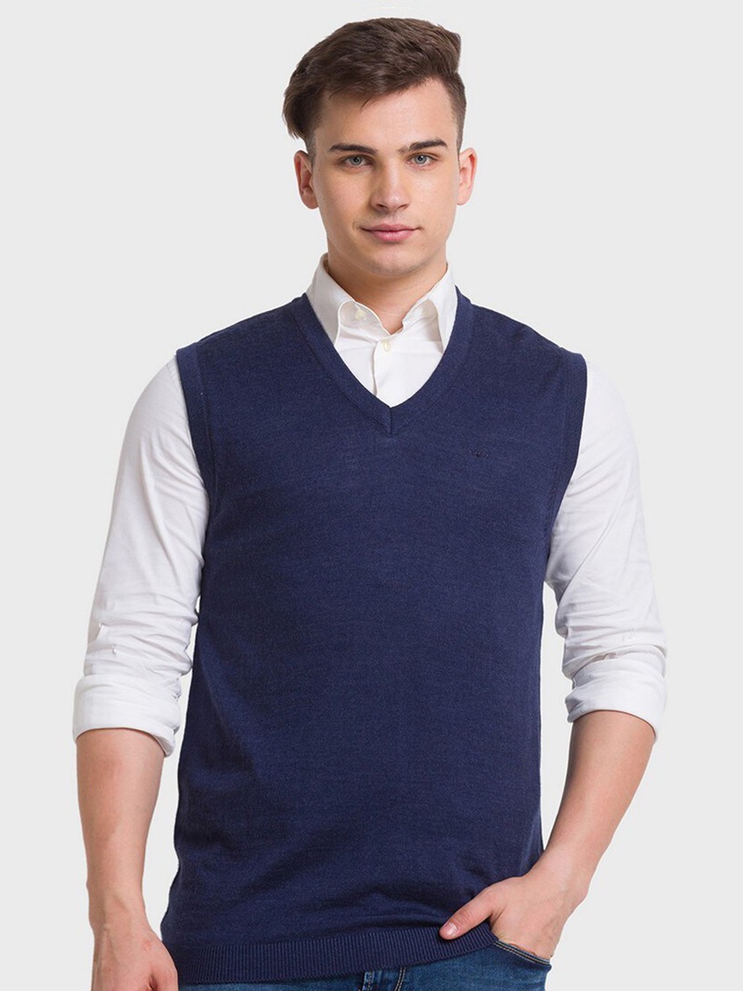 

ColorPlus Men Plus Size Blue Sweater Vest