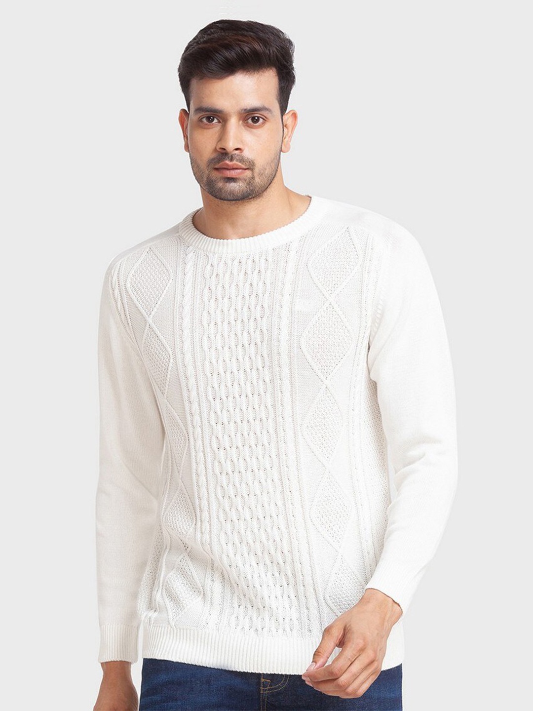 

ColorPlus Men Plus Size White Pullover