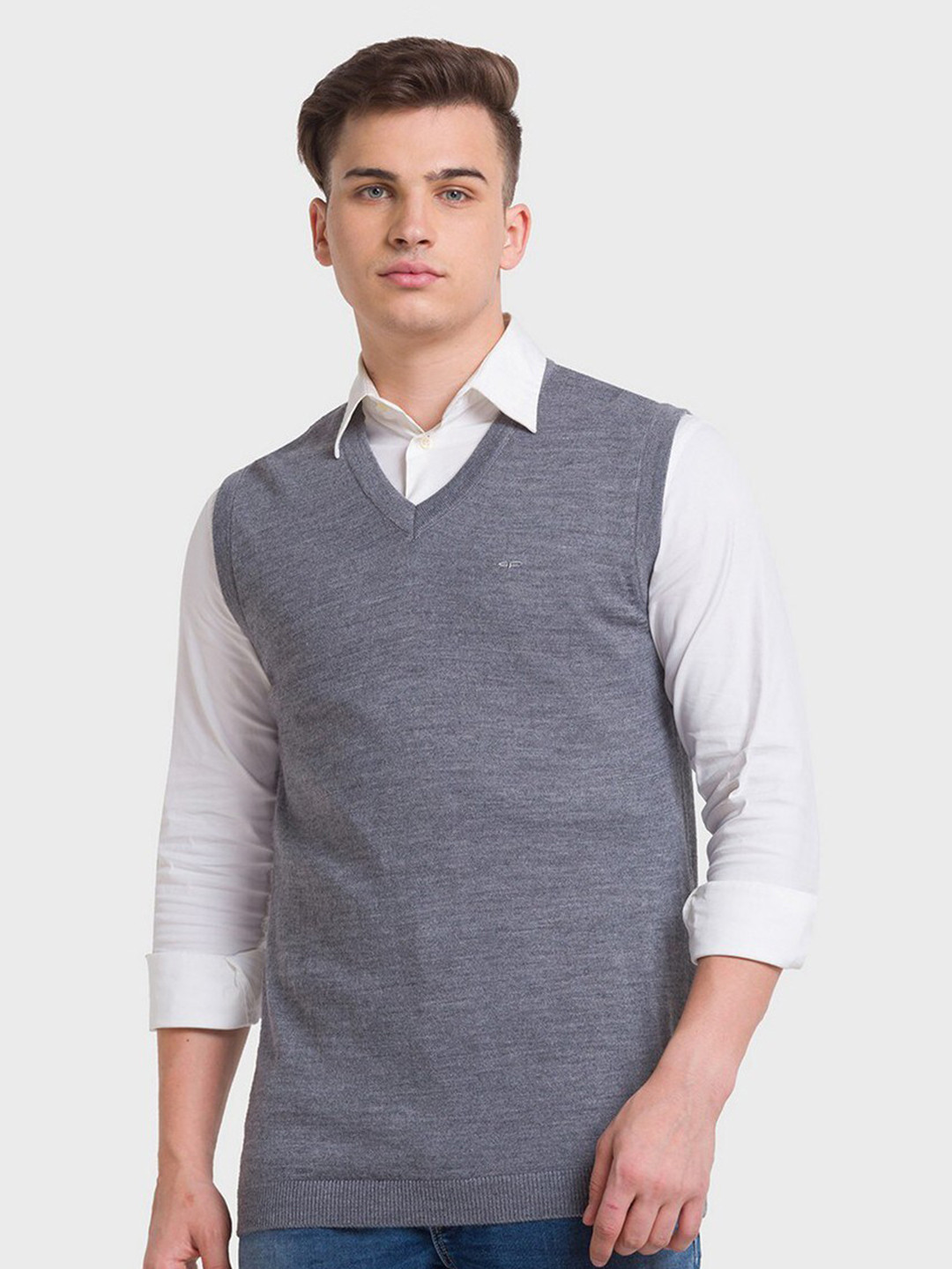 

ColorPlus Men Plus Size Grey Sweater Vest