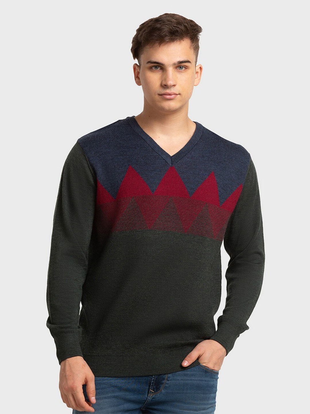 

ColorPlus Men Plus Size Blue & Grey Pullover
