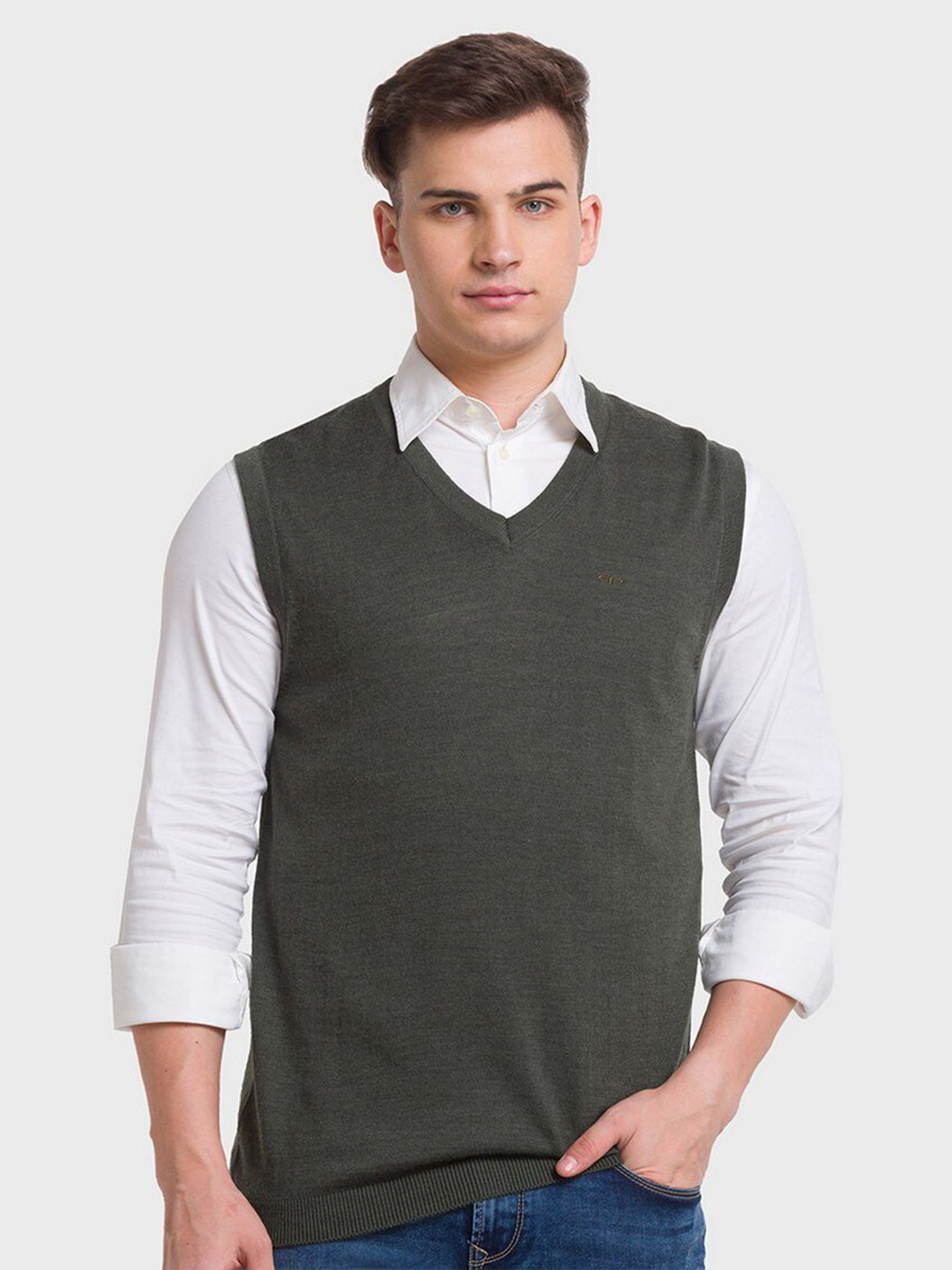 

ColorPlus Men Plus Size Green Sweater Vest