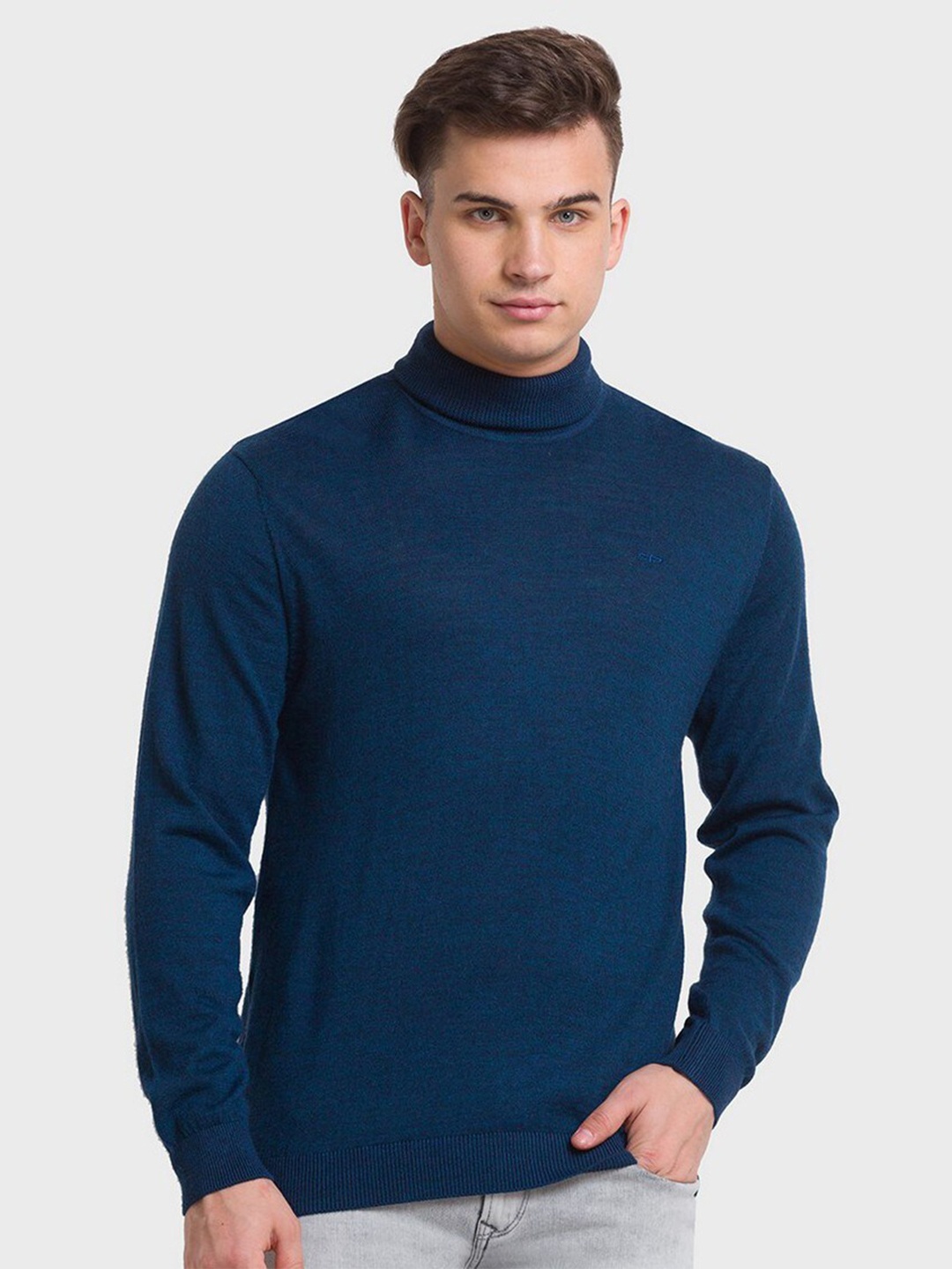 

ColorPlus Men Blue Plus Size Ribbed Pullover
