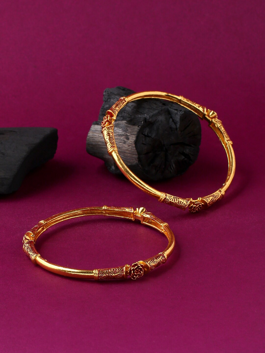 

VIRAASI Set Of 2 Gold-Plated Gold-Toned Bangle