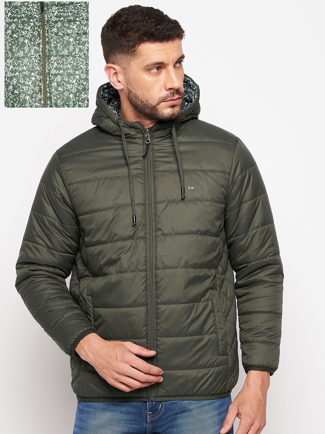 

Okane Men Olive Green Reversible Puffer Jacket