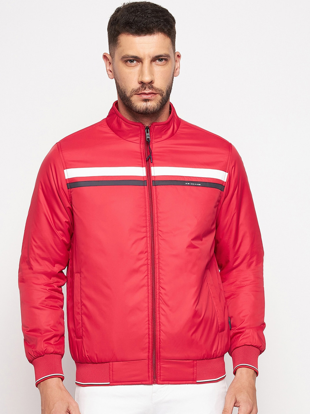 

Okane Men Red Lightweight Bomber Jacket