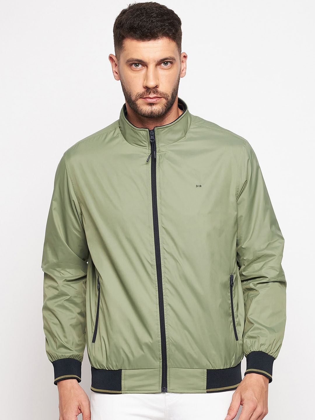 

Okane Men Olive Green Lightweight Bomber Jacket