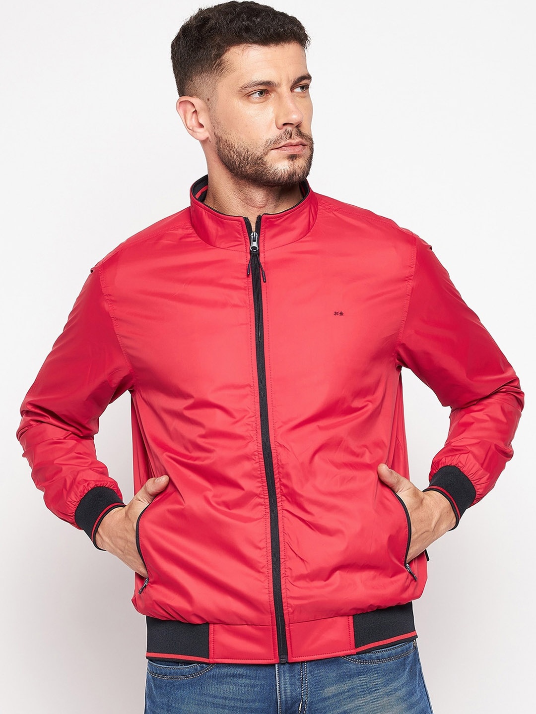 

Okane Men Red Lightweight Bomber Jacket