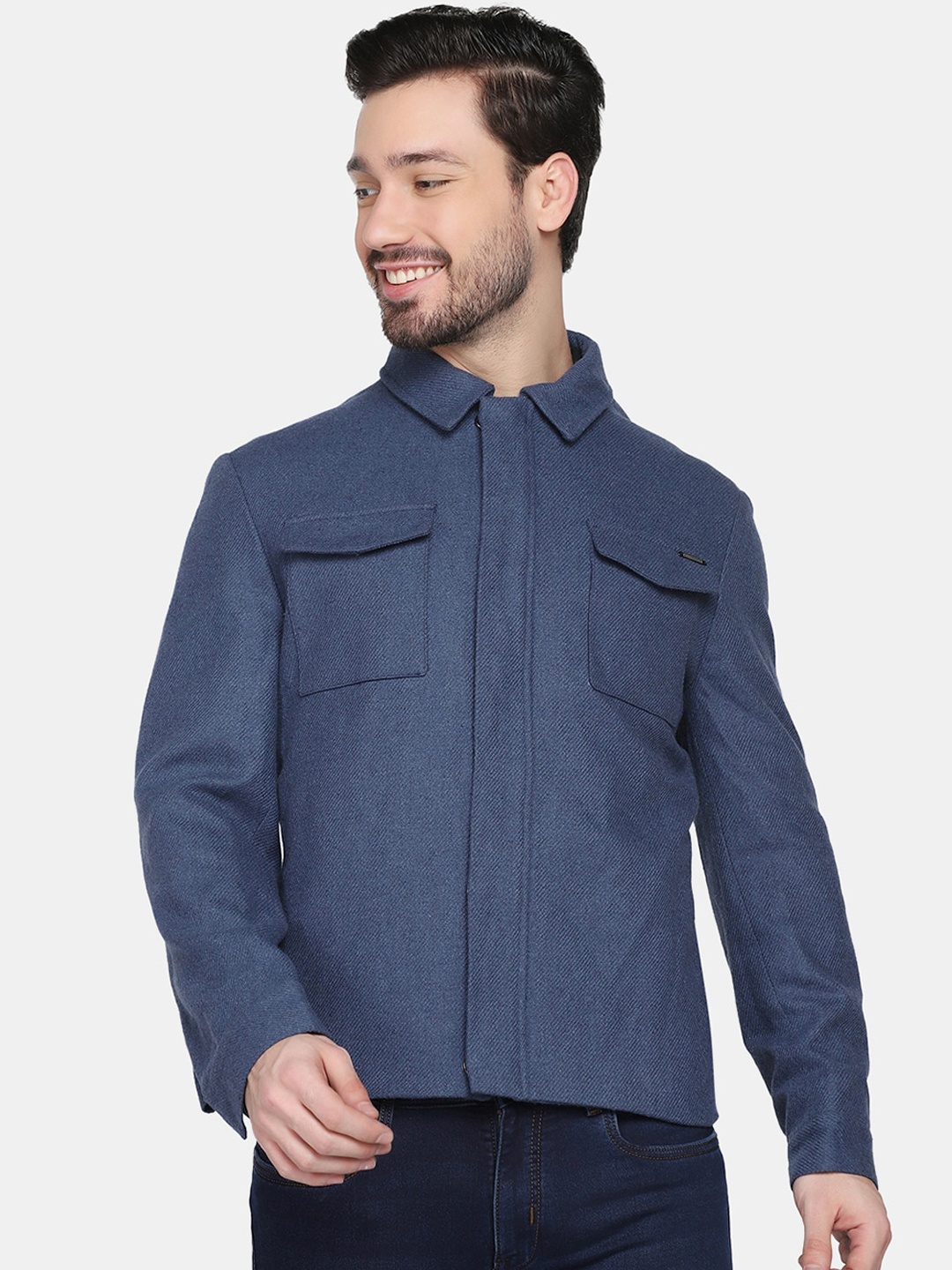 

Blackberrys Men Plus Size Blue Solid Tailored Jacket