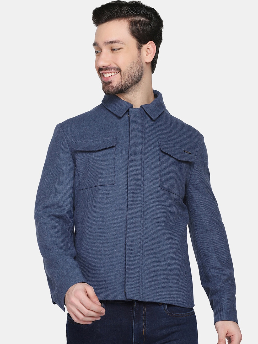 

Blackberrys Men Blue Solid Tailored Jacket