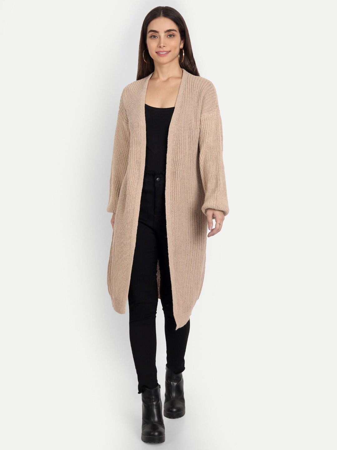 

iki chic Women Longline Cardigan, Beige