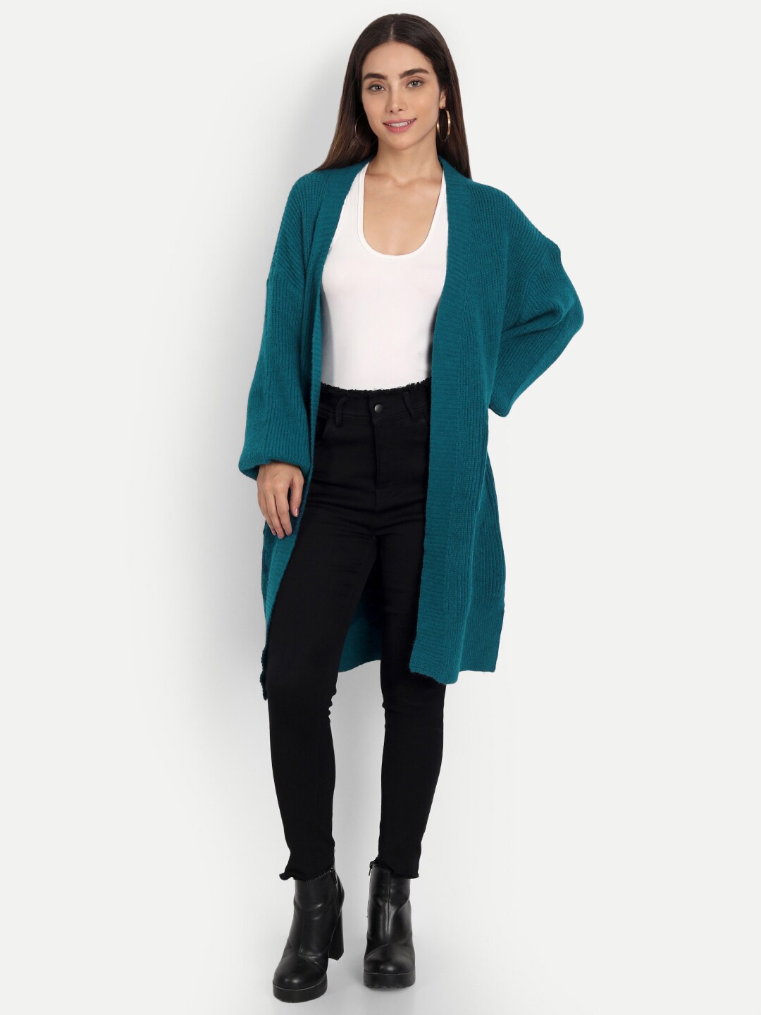 

iki chic Women Longline Cardigan, Turquoise blue