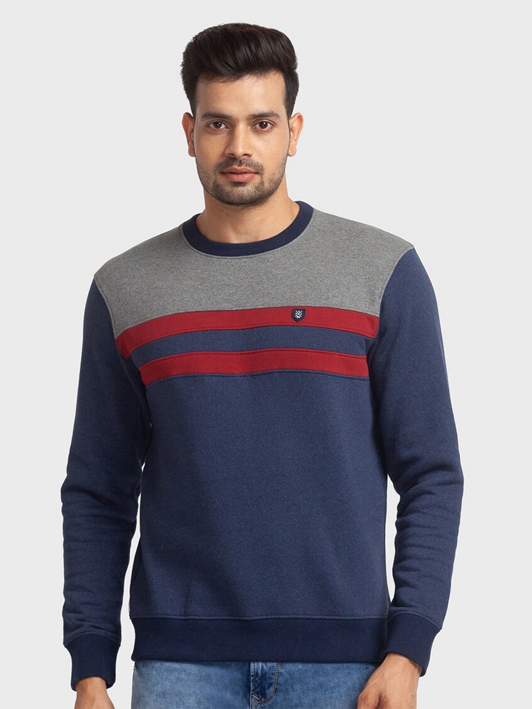 

ColorPlus Men Colourblocked Sweatshirt, Blue