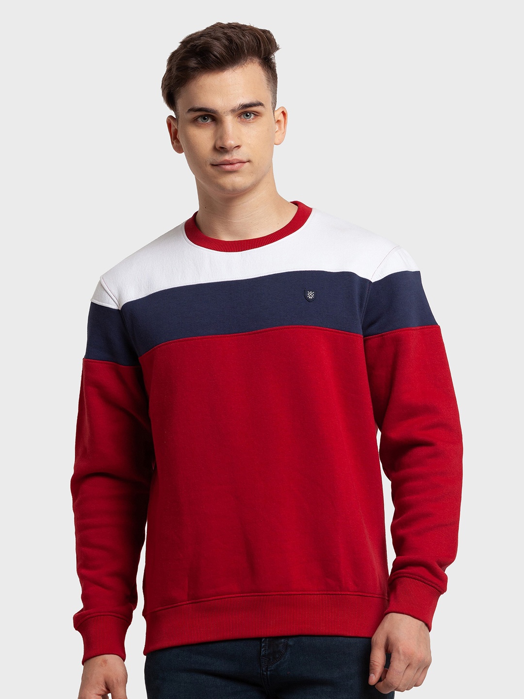 ColorPlus Men Red Colourblocked Sweatshirt