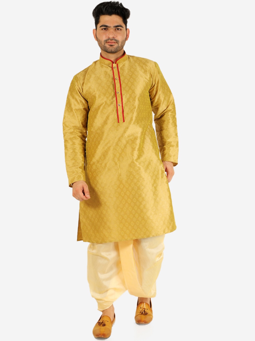 

Pro-Ethic STYLE DEVELOPER Men Ethnic Motifs Printed Pure Silk Kurta with Pyjama, Mustard