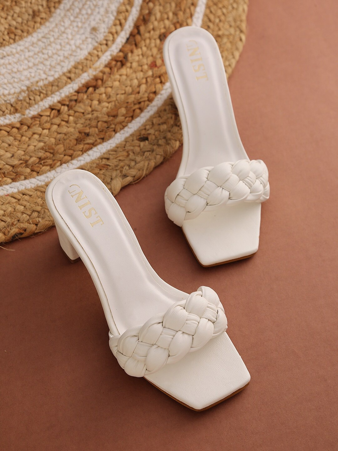 

GNIST White Block Mules with Bows