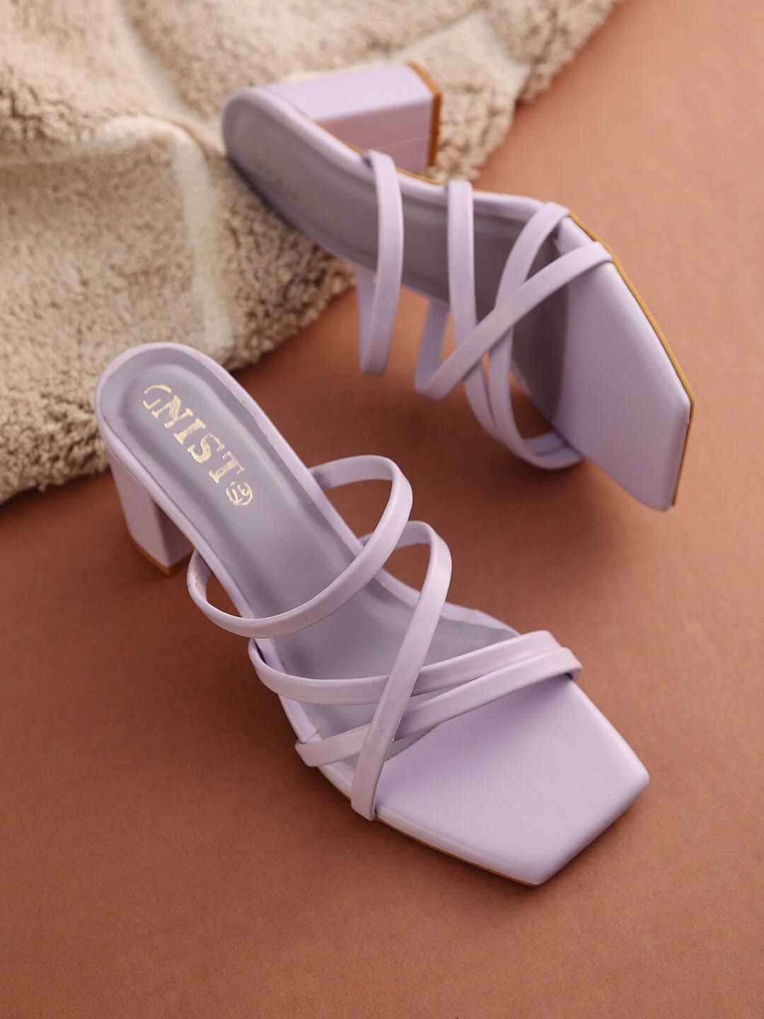 

GNIST Women Lavender Block Heel Sandals