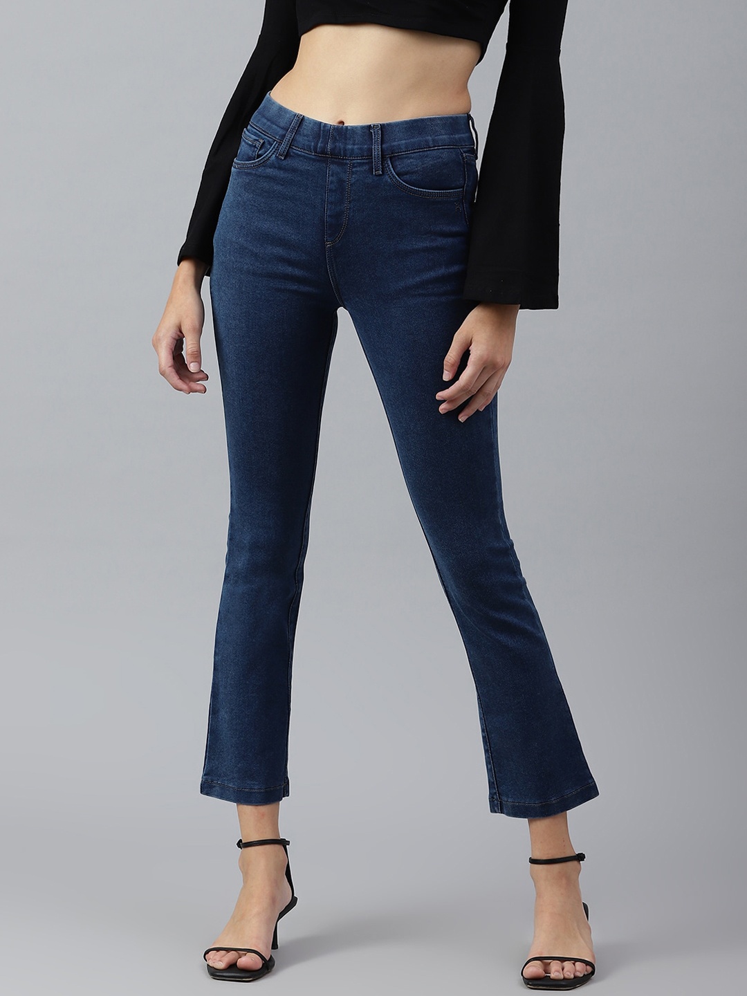 

Xpose Women Blue Comfort Bootcut High-Rise Stretchable Jeans