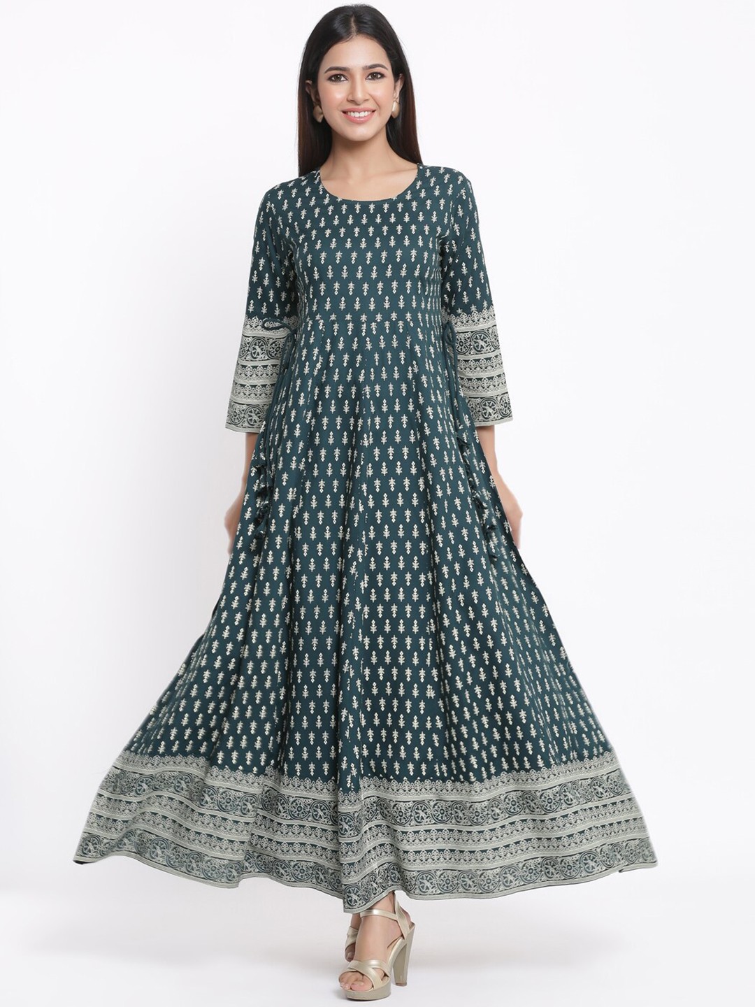 

kipek Women Ethnic Motifs Printed Anarkali Kurta, Grey