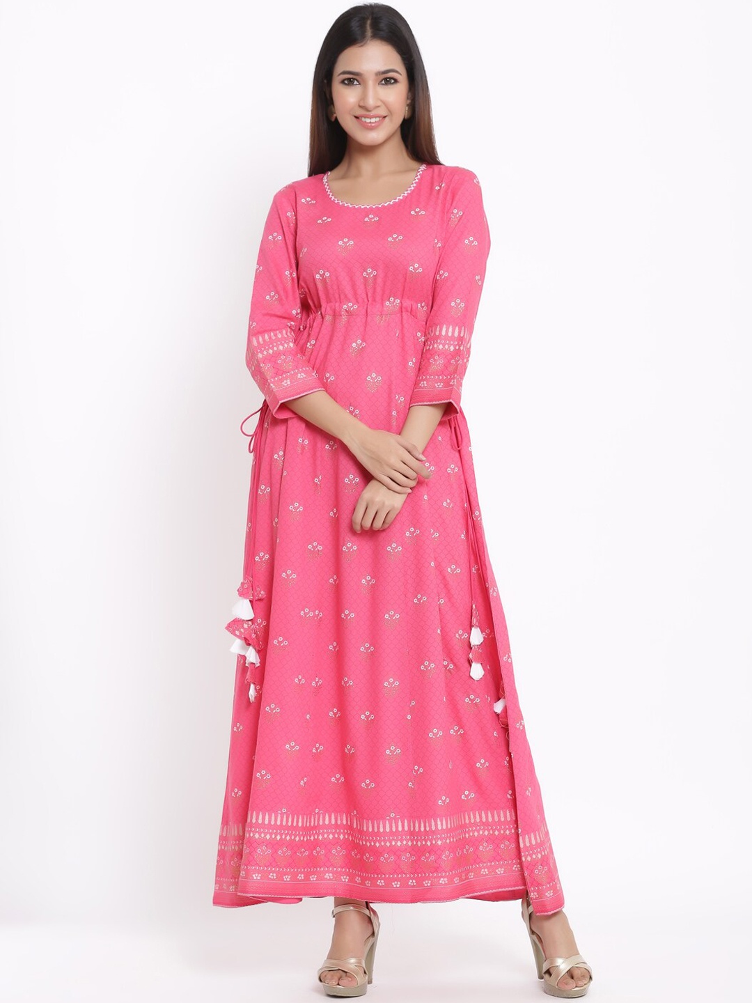 

kipek Women Floral Printed Anarkali Kurta, Pink