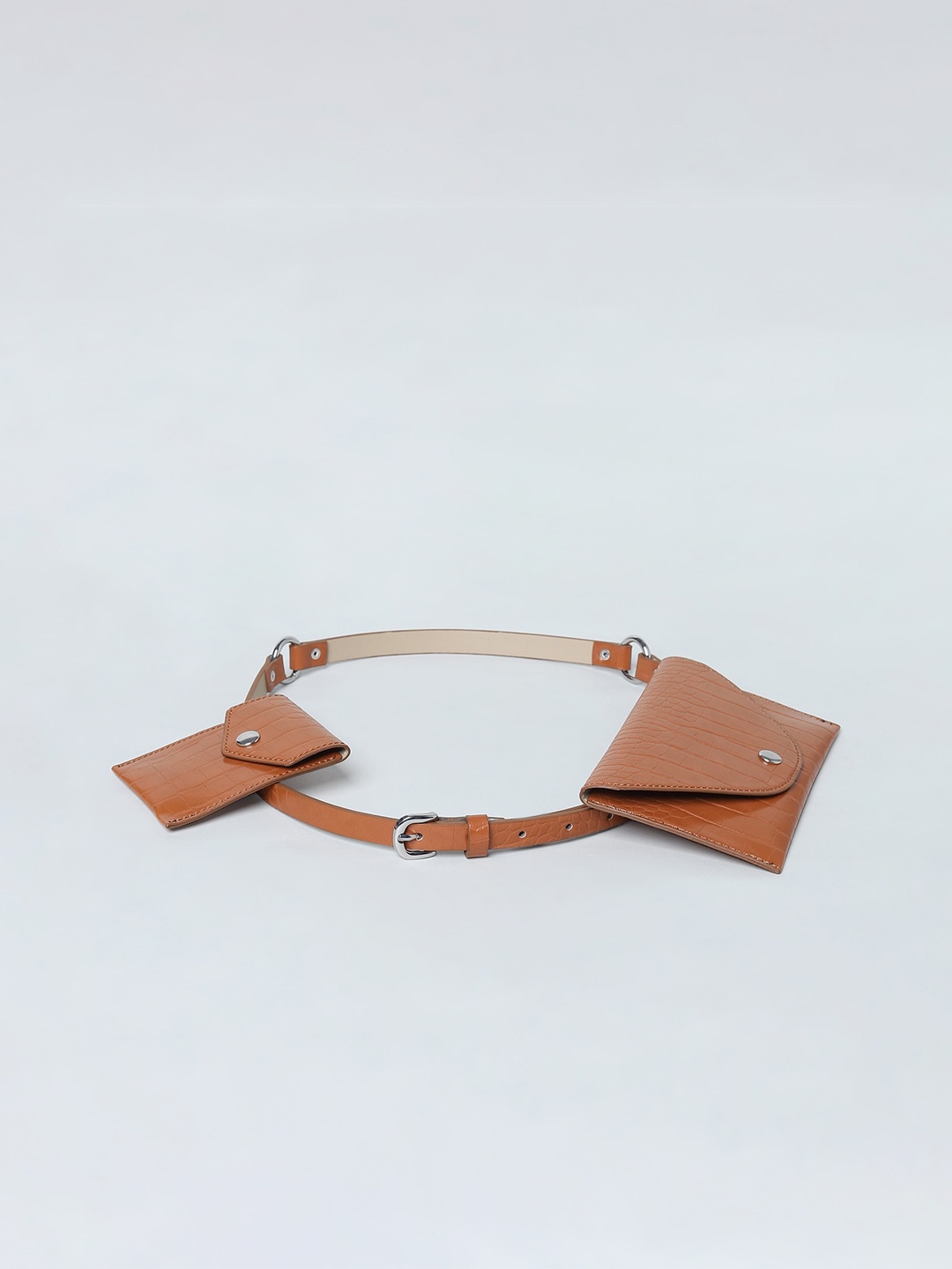 

ONLY Women Waisted Two Bags Sided Pockets Wallets Belt, Brown