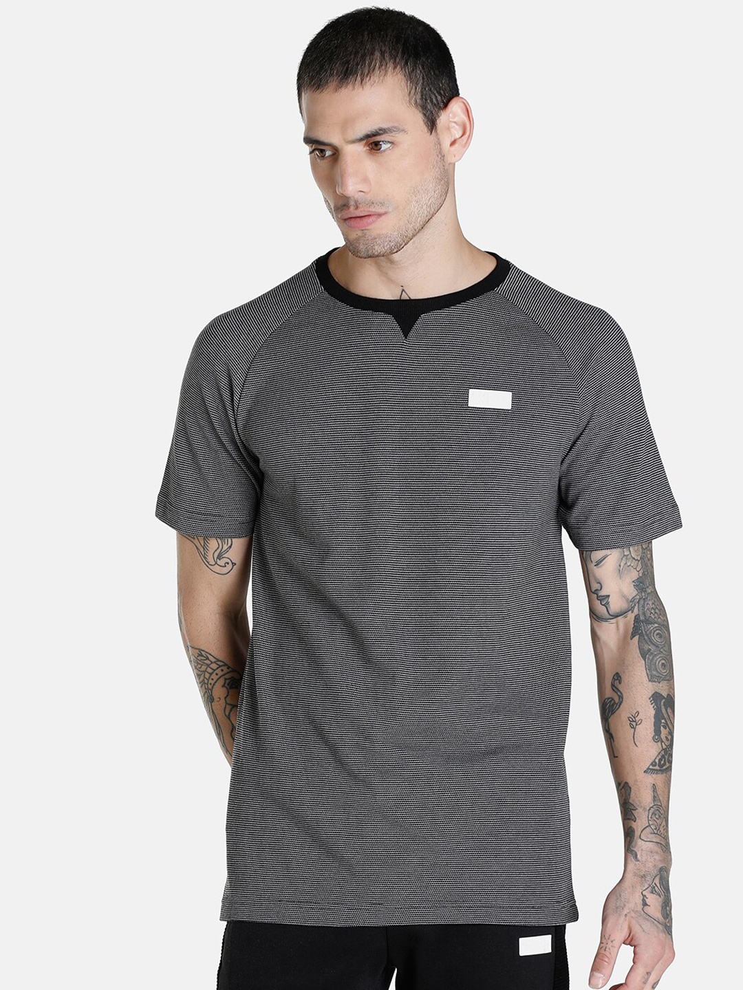 

one8 x PUMA Men Black VK Jacquard Slim Fit Tee