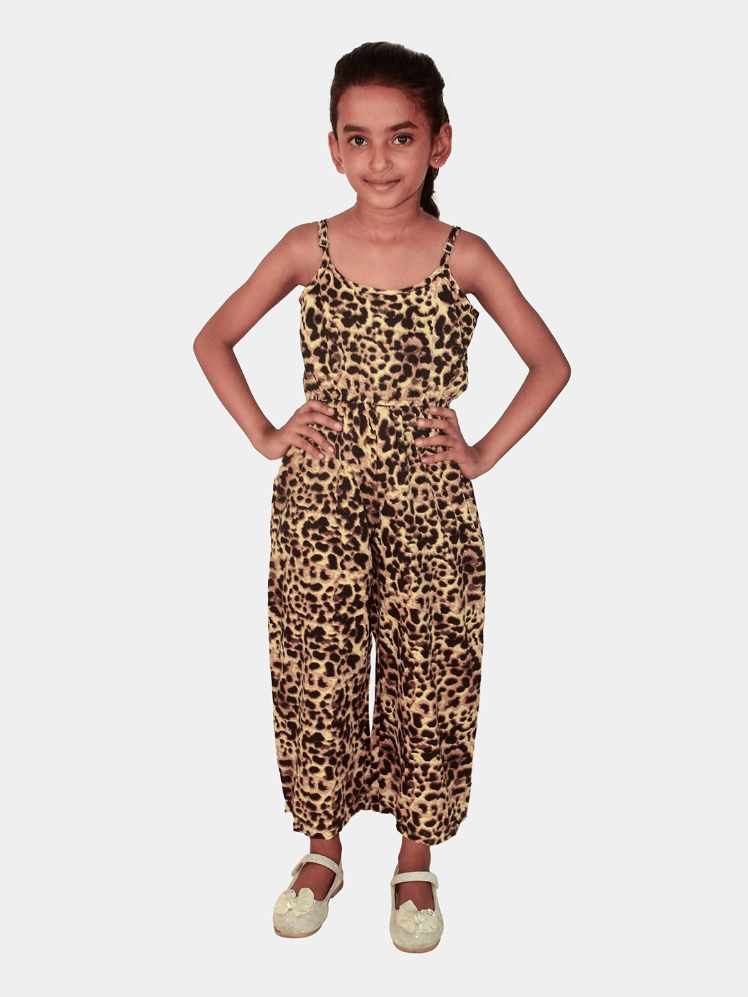 

Blooming flowers Girls Printed Culotte Jumpsuit, Yellow