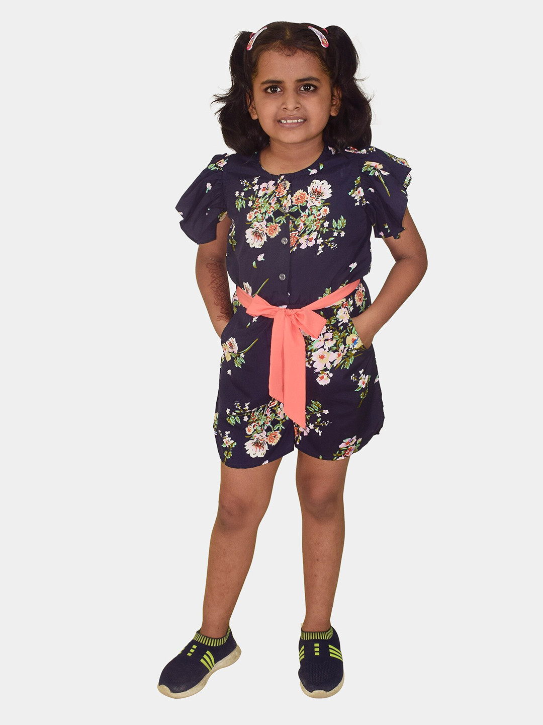 

Blooming flowers Girls Printed Jumpsuit, Blue