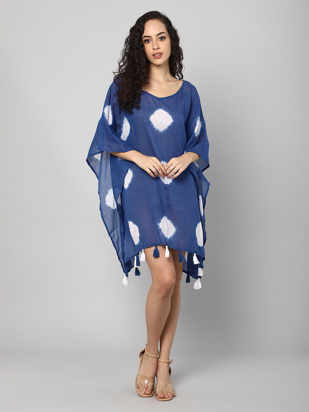

Aditi Wasan Blue & White Tie and Dye Cotton Kaftan Dress