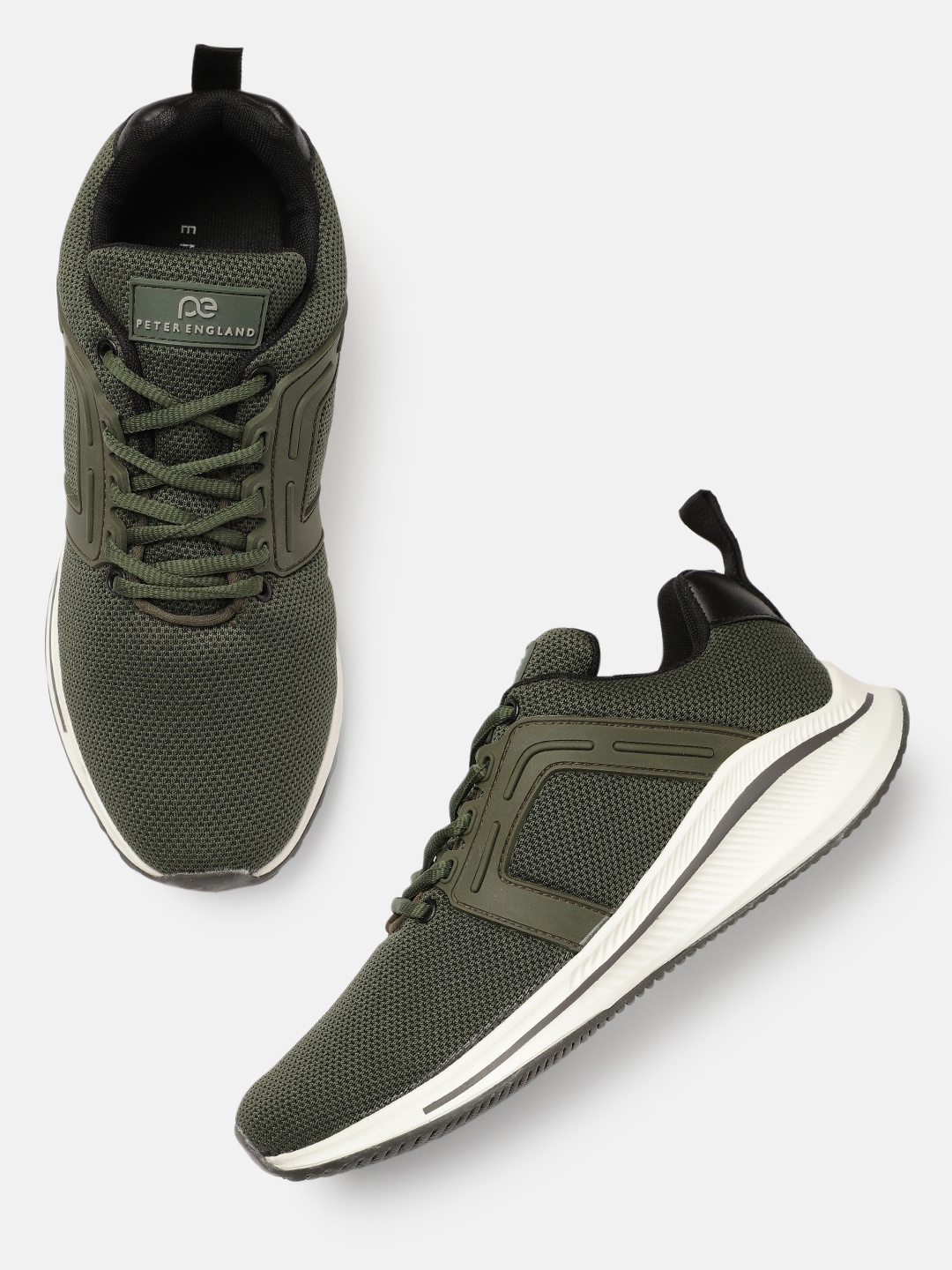 

Peter England Men Olive Green Solid Sneakers