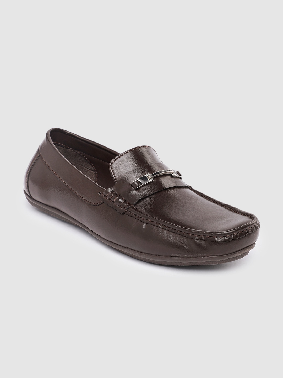 

Peter England Men Solid Horsebit Formal Loafers, Brown