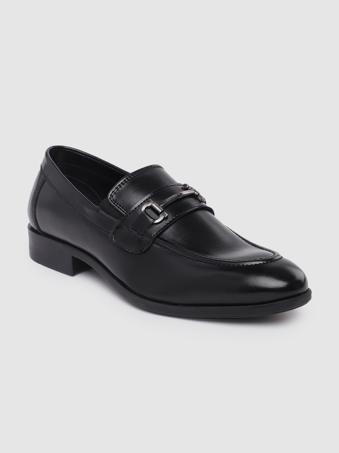 

Peter England Men Solid Horsebit Formal Loafers, Black
