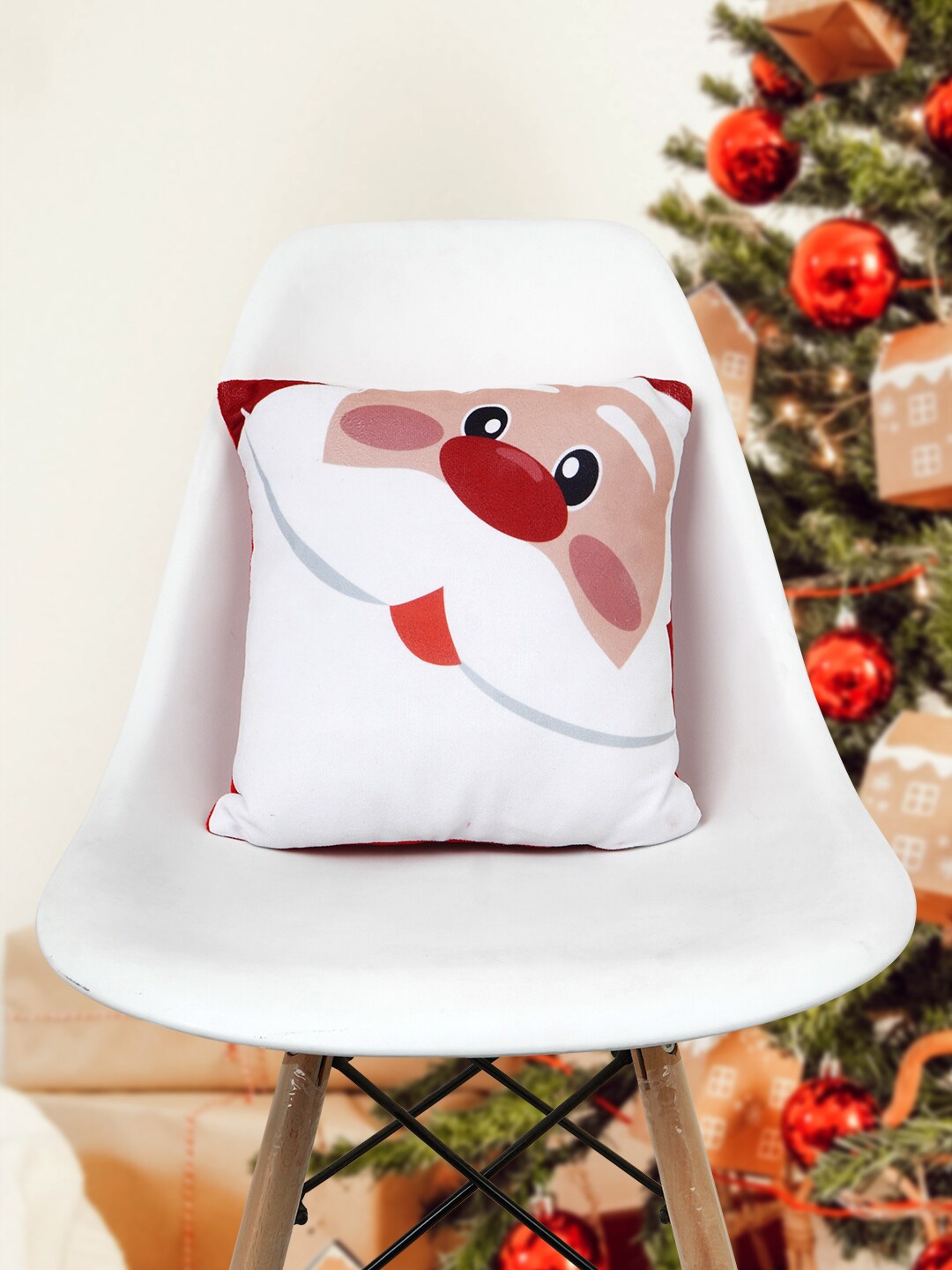 

Crazy Corner Red & White Santa Printed Square Cushion