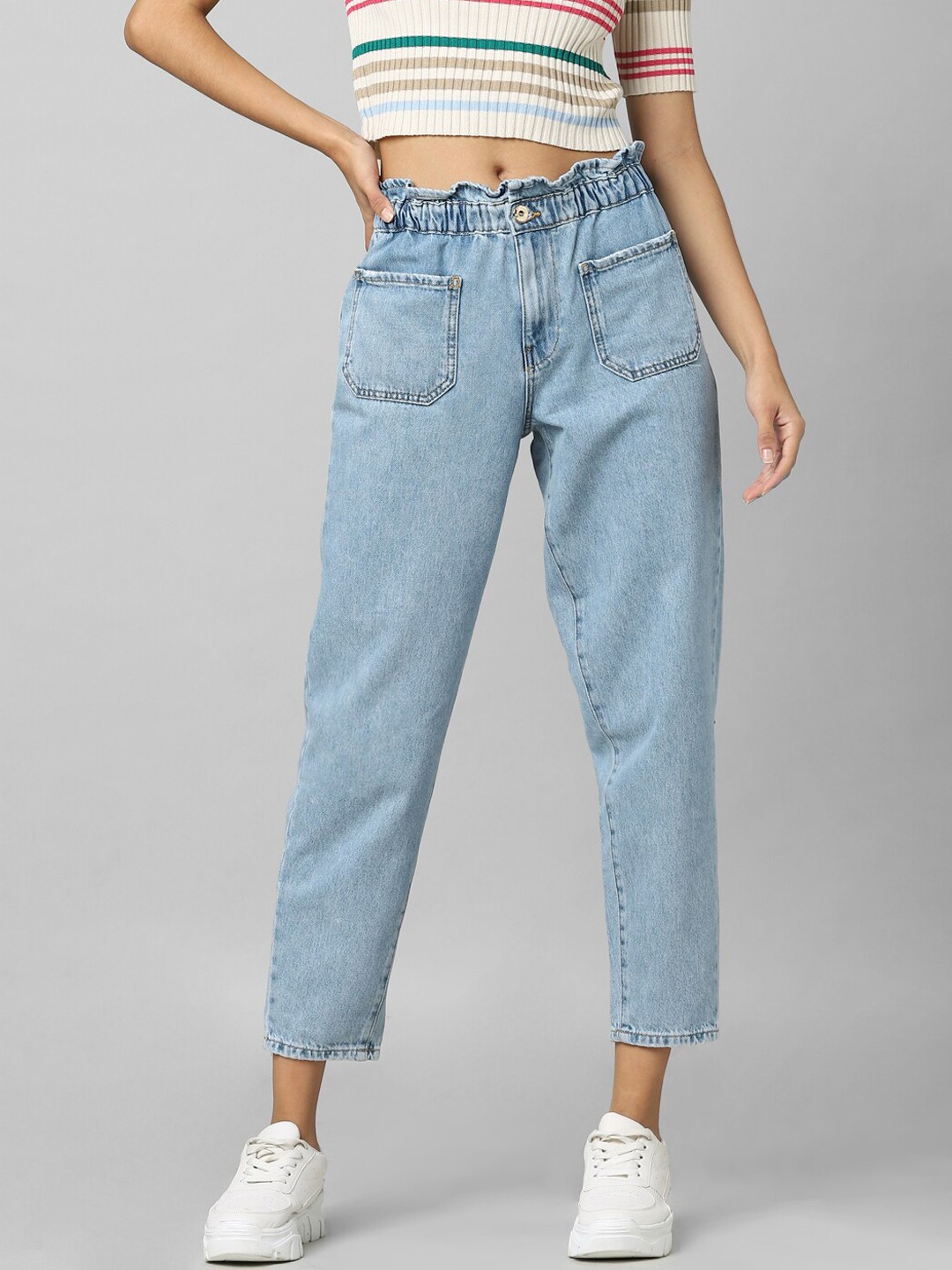 

ONLY Women Blue Straight Fit High-Rise Jeans
