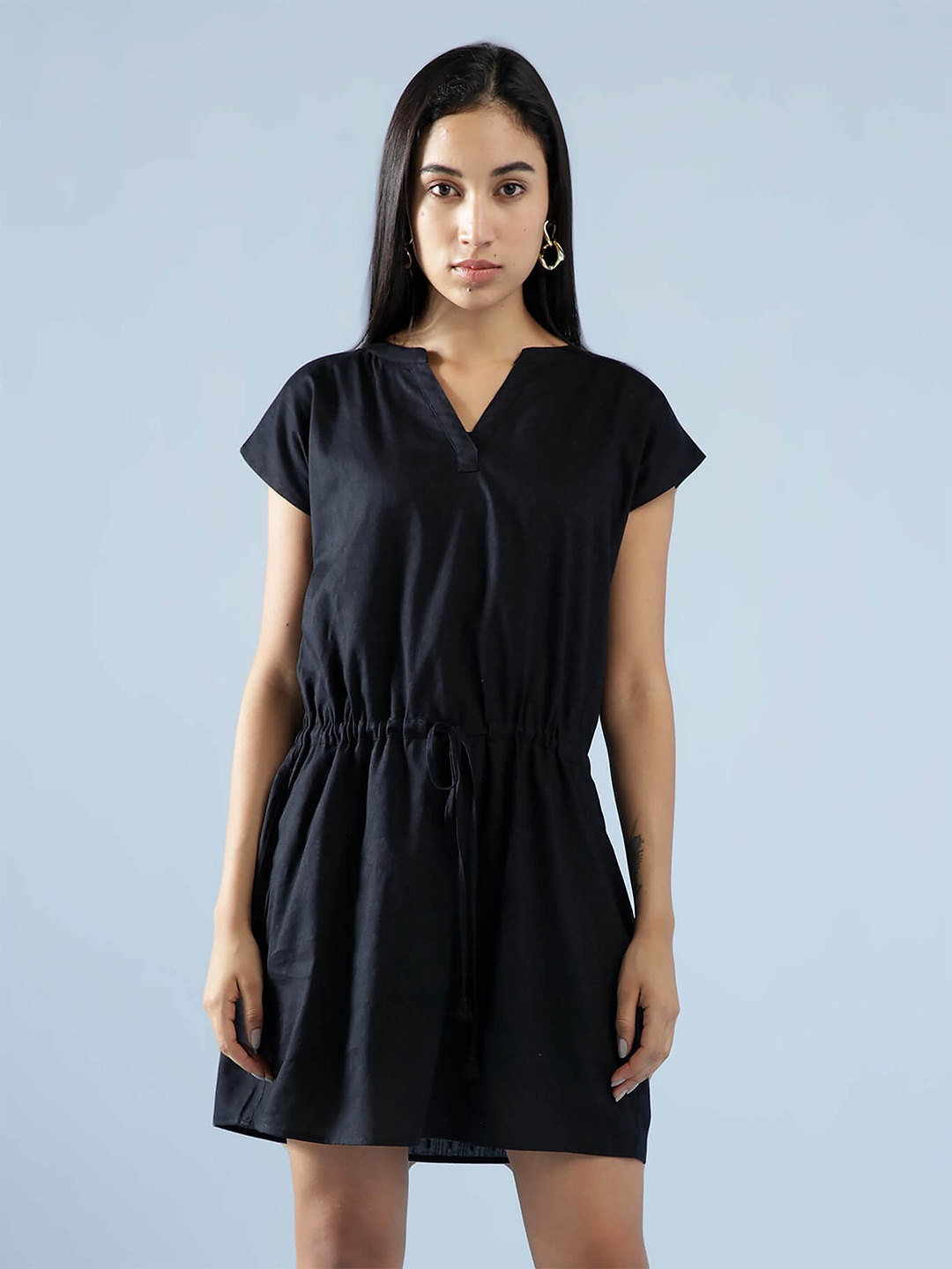 

IDK Solid A-Line Dress, Black