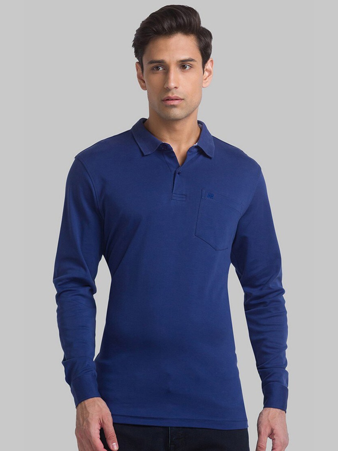 

Raymond Men Blue Polo Collar Organic Cotton T-shirt