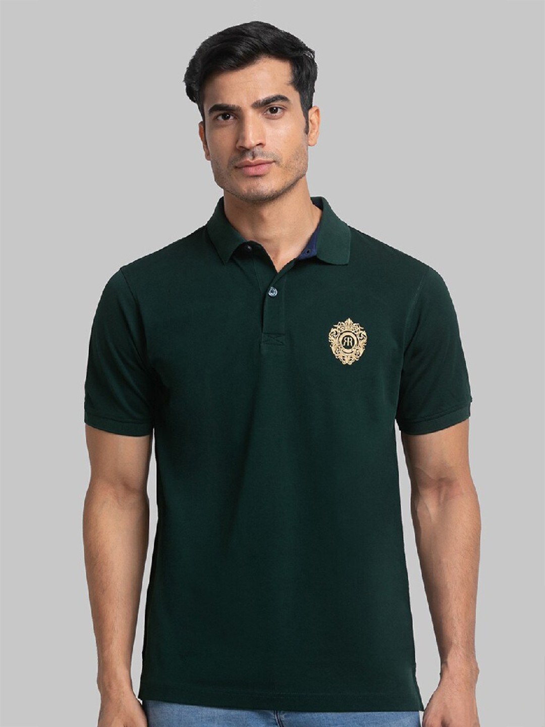 

Raymond Men Green Polo Collar Organic Cotton T-shirt