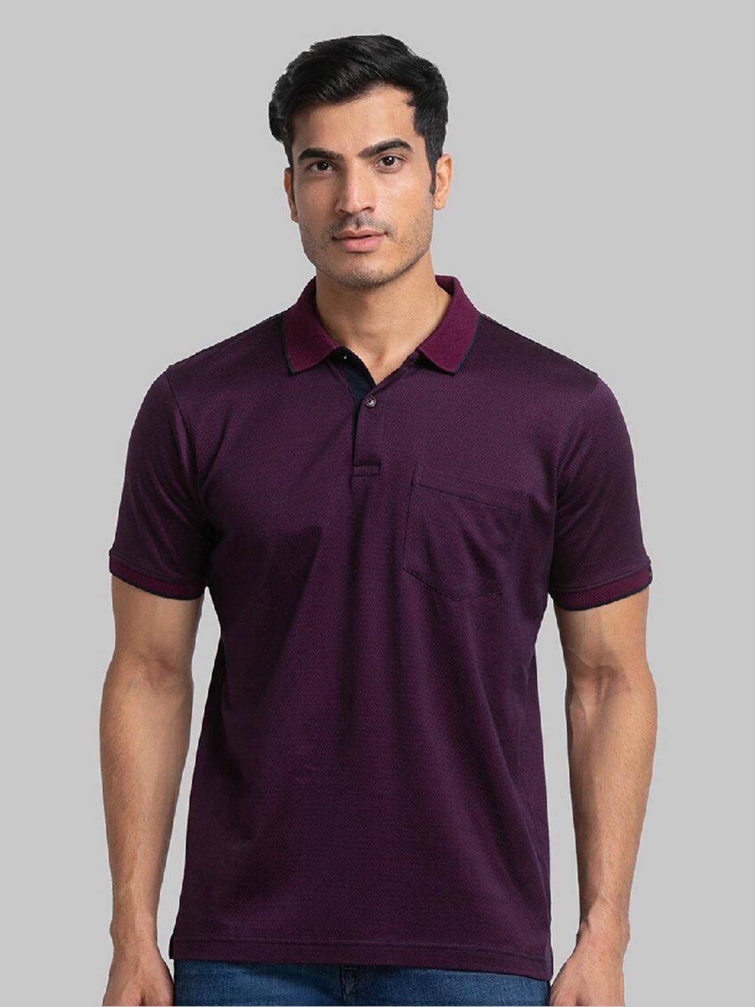 

Raymond Men Burgundy Polo Collar Organic Cotton T-shirt